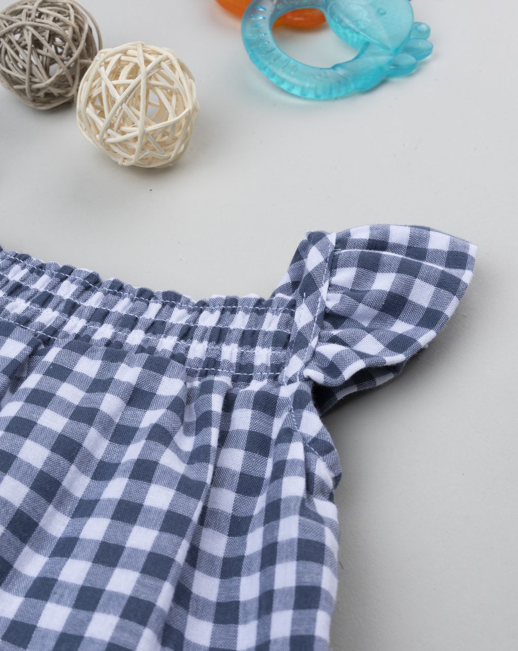 βρεφικό φορμάκι καρό vichy/denim για κορίτσι - Prénatal