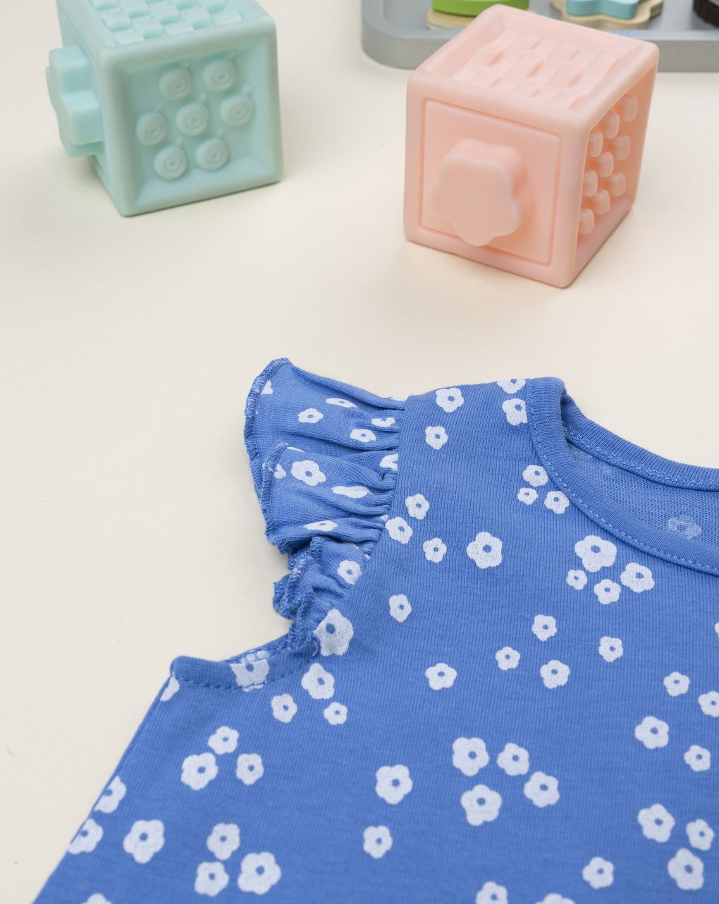 βρεφικό φόρεμα μπλε φλοράλ για κορίτσι - Prénatal