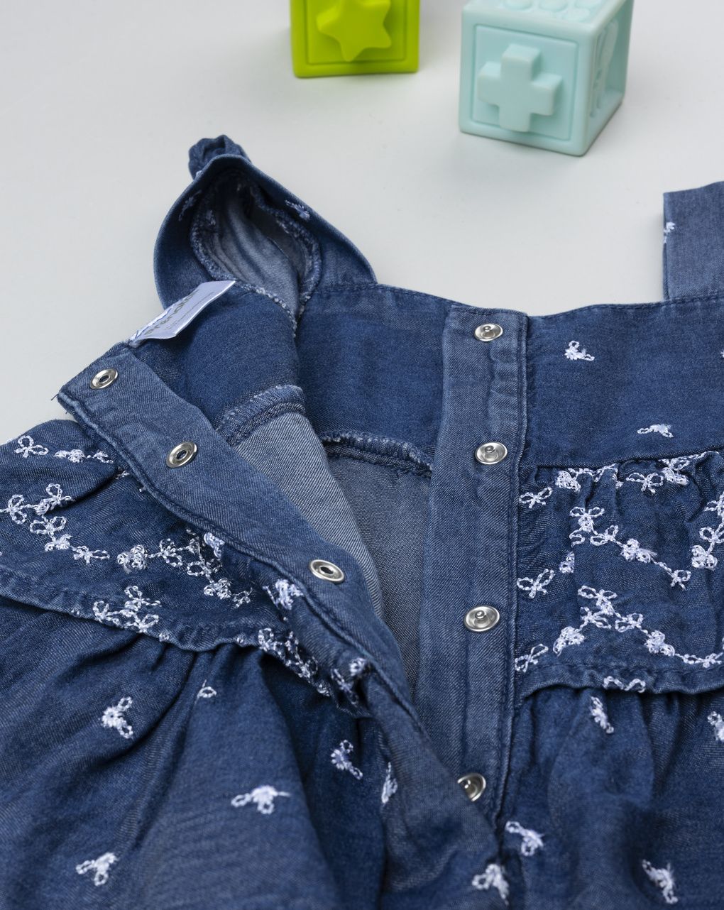 βρεφικό τζιν φόρεμα μπλε με λουλούδια για κορίτσι - Prénatal