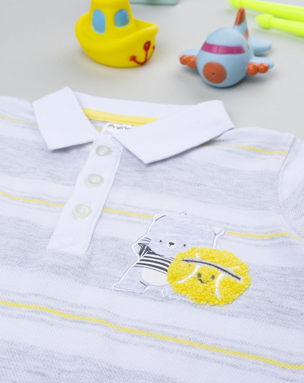 βρεφικό t-shirt πόλο λευκό ριγέ player για αγόρι - Prénatal