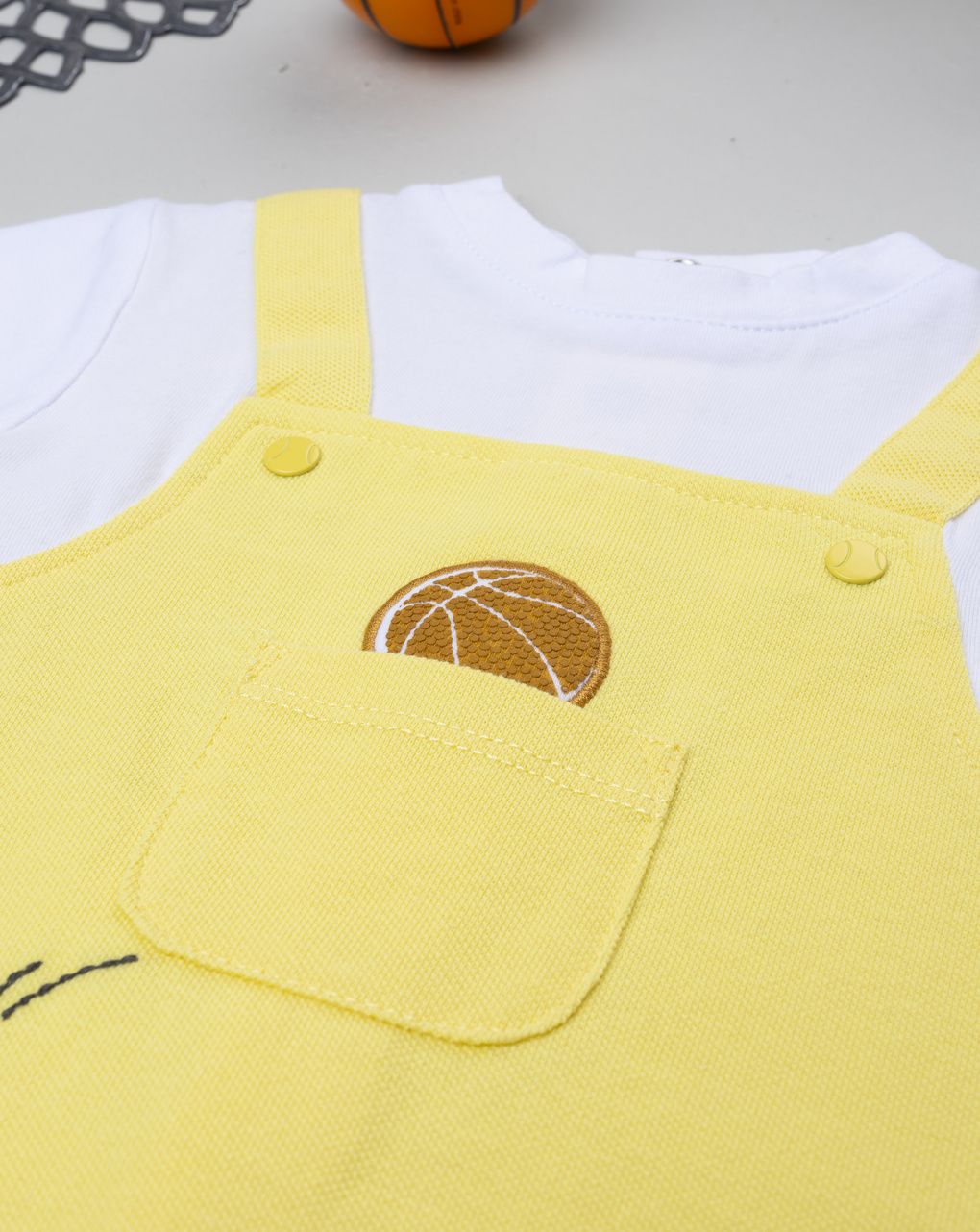 βρεφικό φορμάκι λευκό/κίτρινο basket για αγόρι - Prénatal