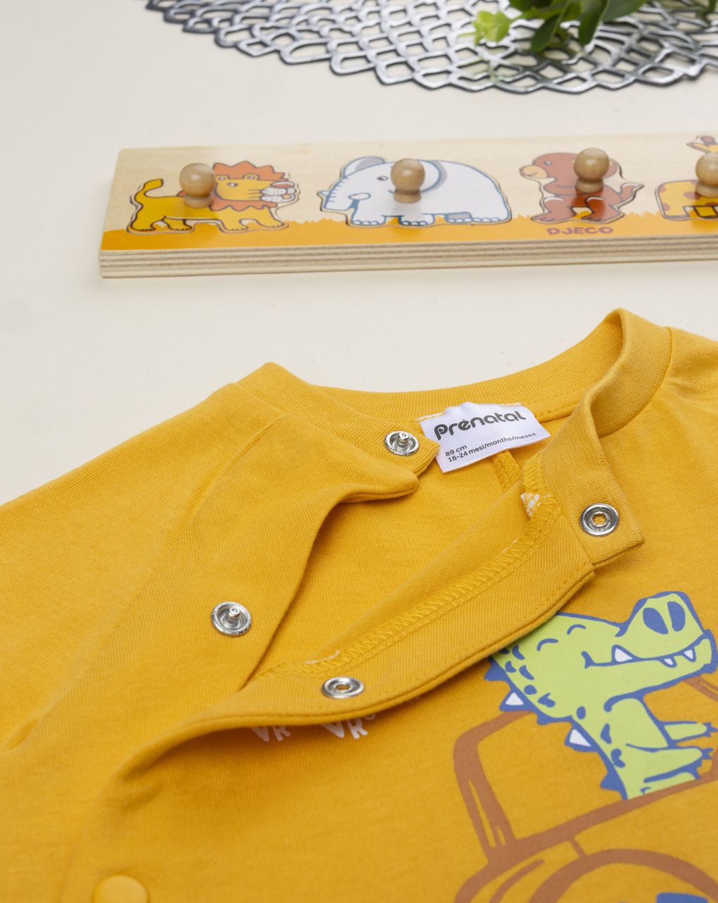 βρεφική ολόσωμη πιτζάμα κίτρινη με δράκο για αγόρι - Prénatal