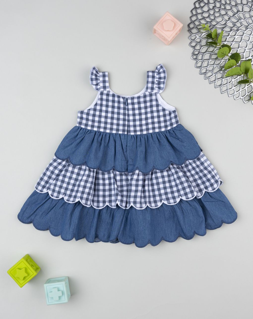 βρεφικό φόρεμα καρό vichy/denim για κορίτσι - Prénatal