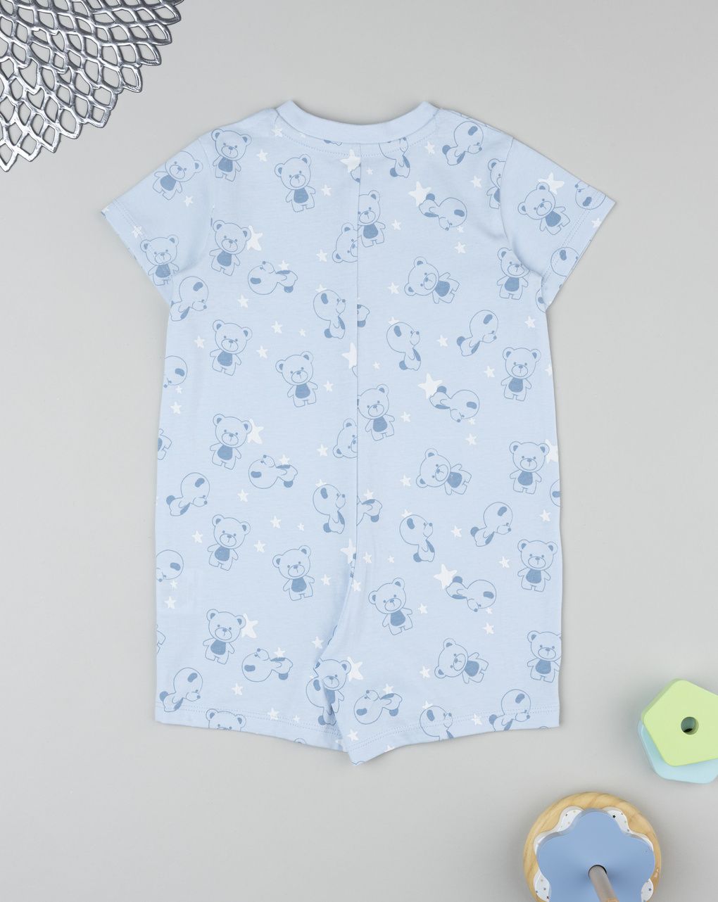 βρεφική ολόσωμη πιτζάμα γαλάζιο με αρκουδάκια για αγόρι - Prénatal