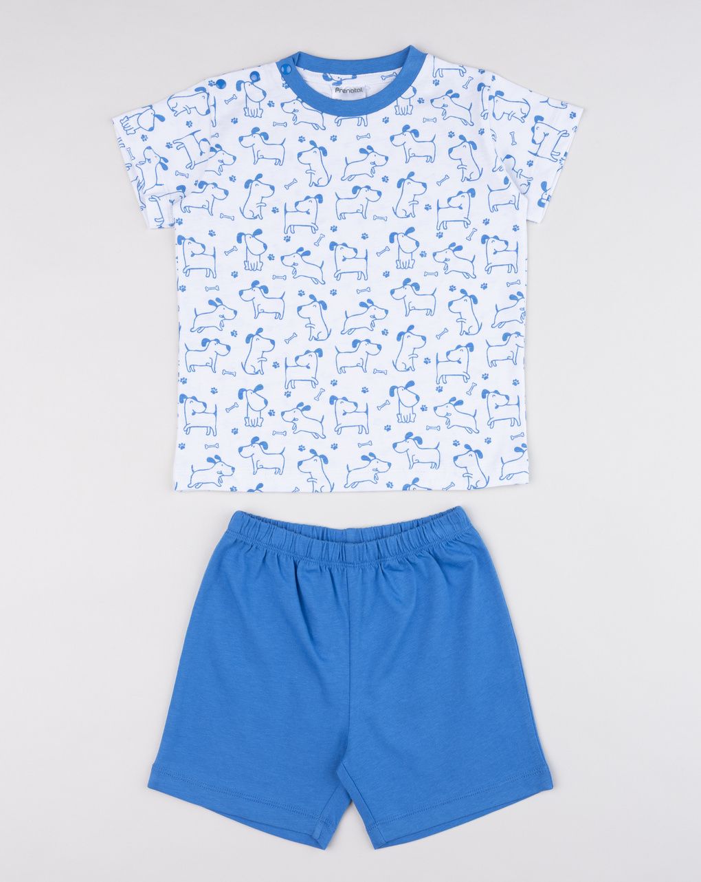 βρεφική πιτζάμα λευκή/μπλε με σκυλάκια για αγόρι