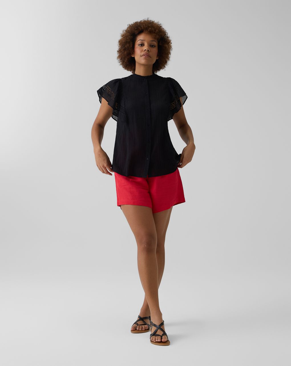 γυναικείο πουκάμισο εγκυμοσύνης/θηλασμού μαύρο με βολάν - Prénatal