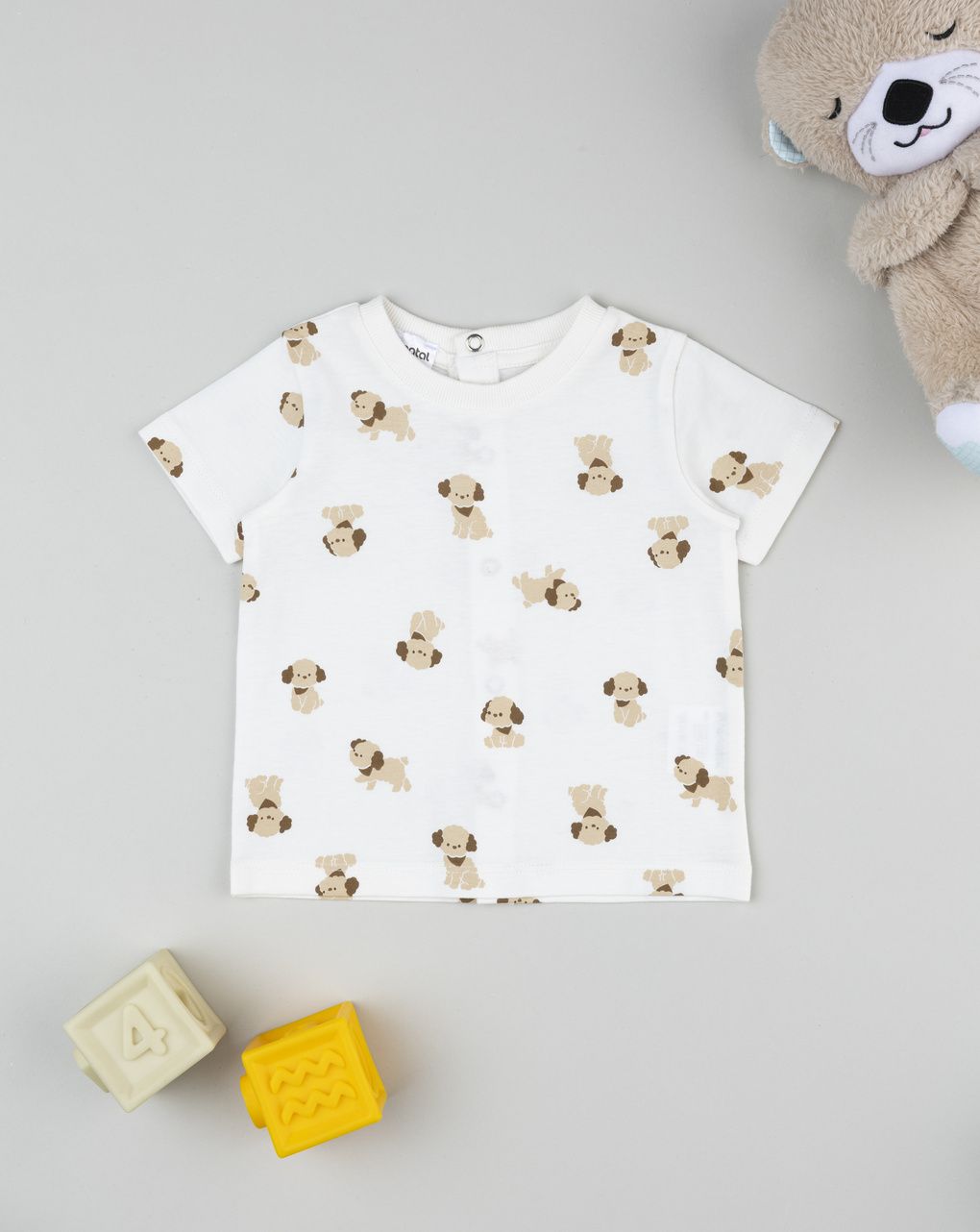 βρεφικό t-shirt λευκό με σκυλάκια για αγόρι