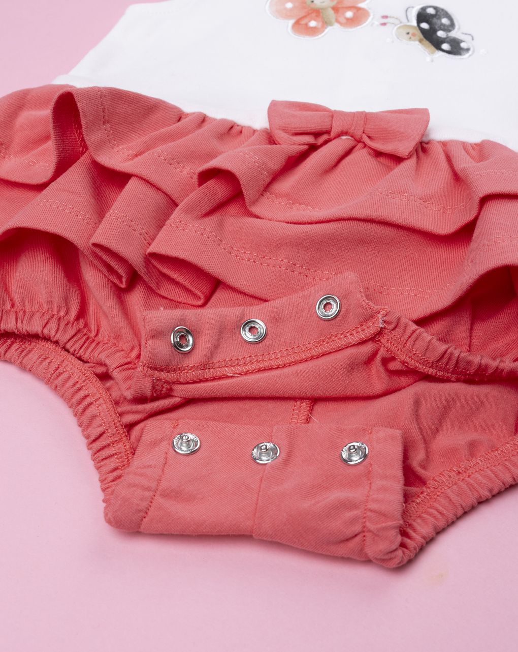 βρεφικό φορμάκι λευκό/κοραλλί με πεταλούδες για κορίτσι - Prénatal