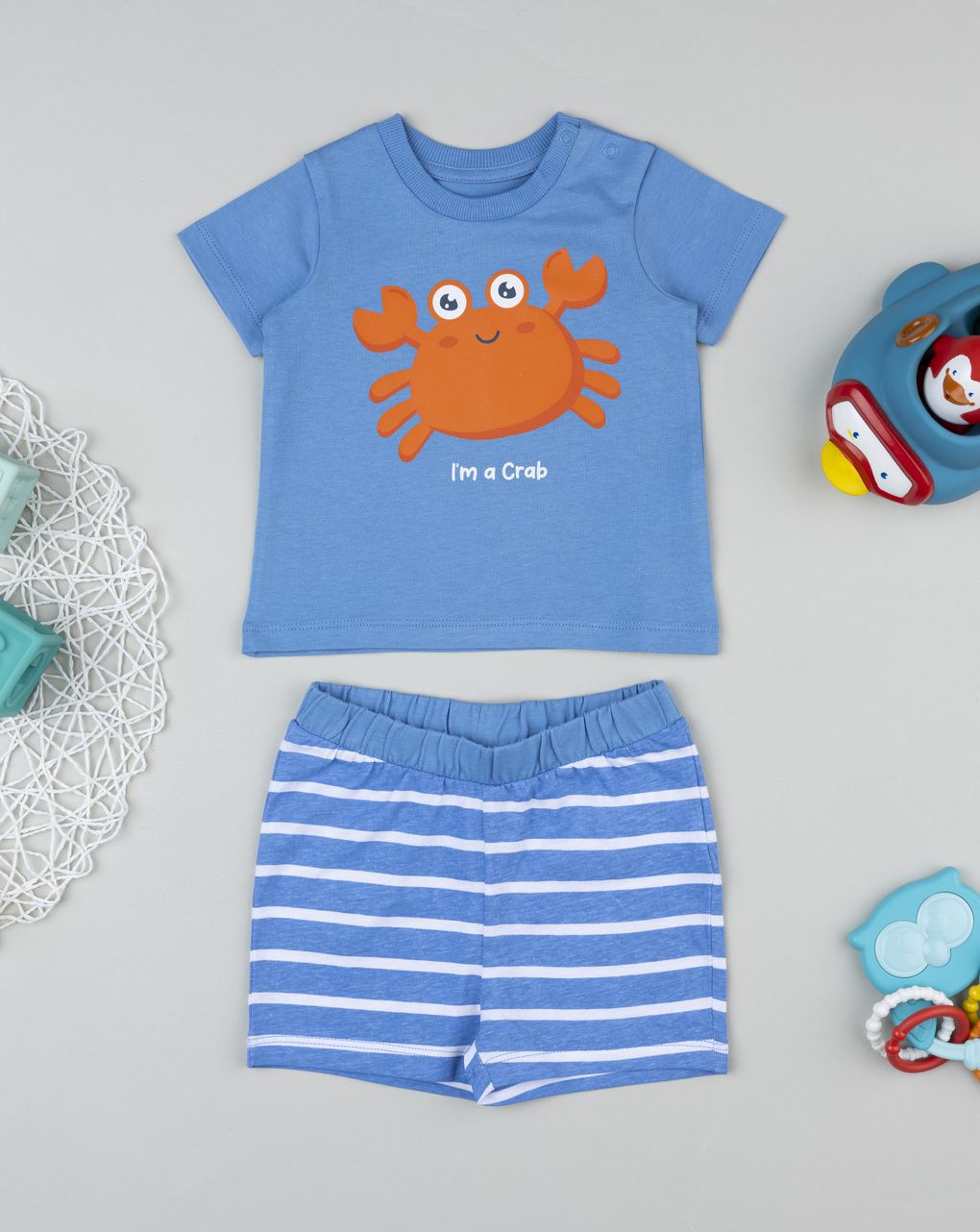 βρεφικό σετ t-shirt και σορτσάκι με καβουράκι για αγόρι