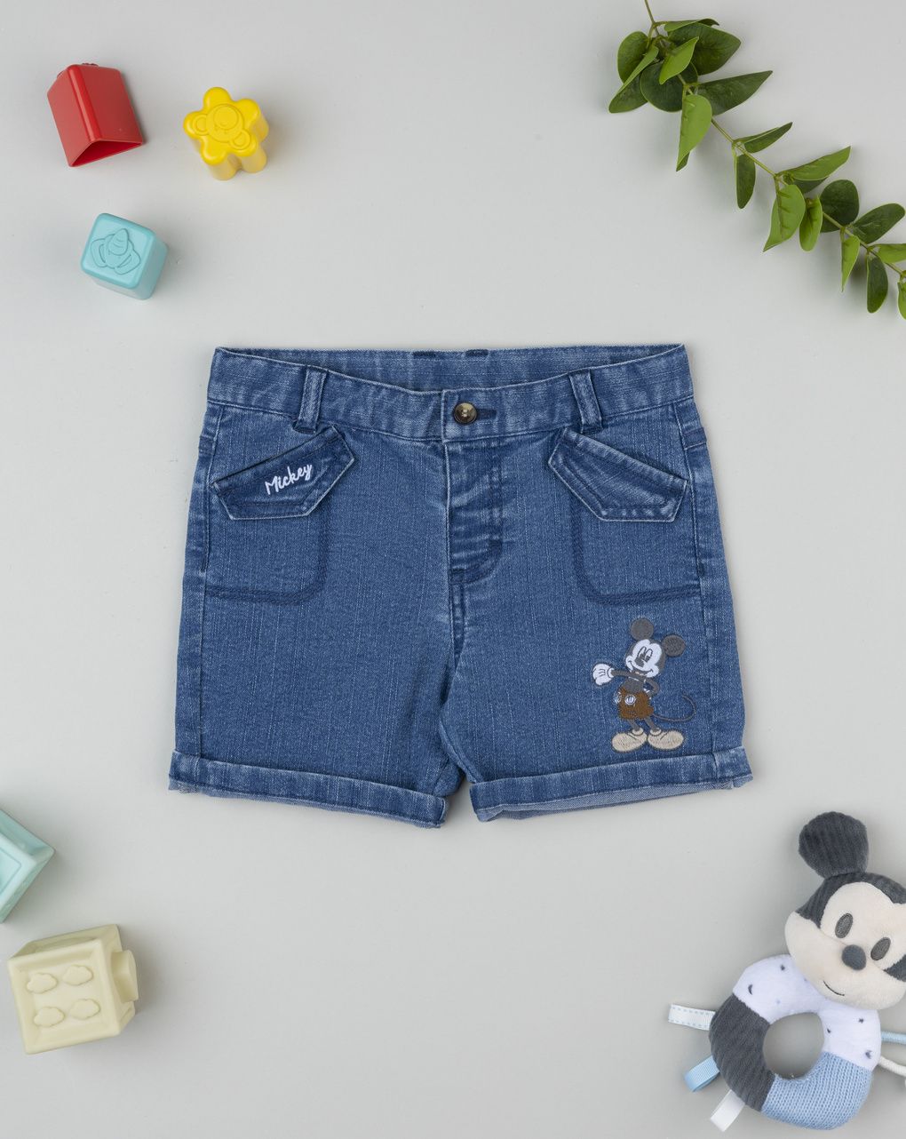 βρεφικό τζιν σορτσάκι μπλε mickey για αγόρι