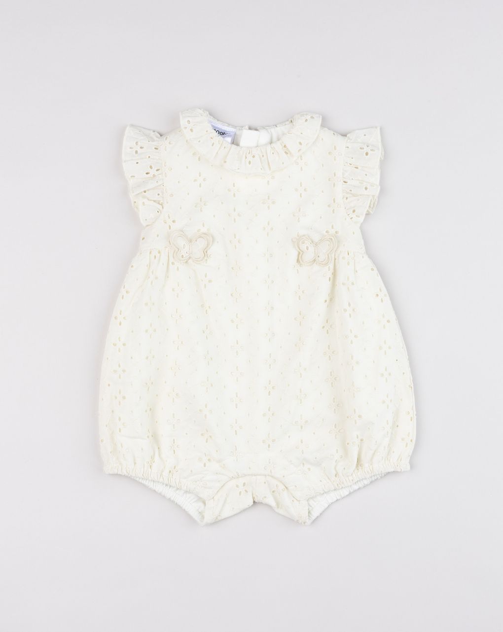 βρεφικό φορμάκι μπεζ δαντέλα sangallo για κορίτσι