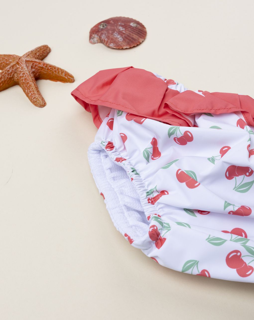 βρεφικό μαγιό πάνα λευκό με κερασάκια για κορίτσι - Prénatal
