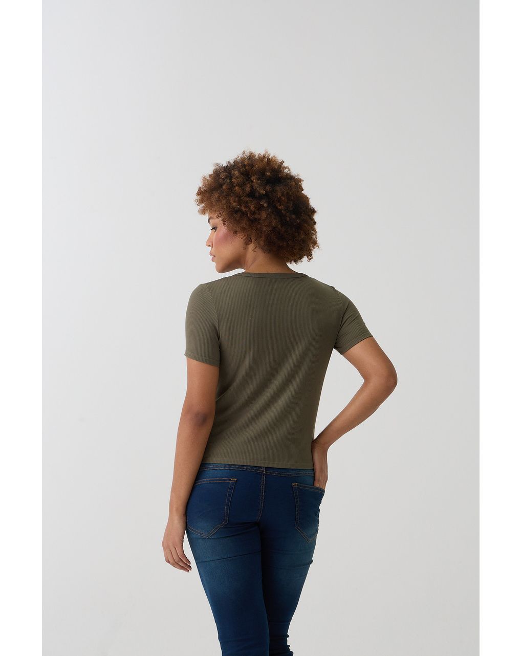 γυναικείο t-shirt εγκυμοσύνης/θηλασμού ριμπ χακί - Prénatal