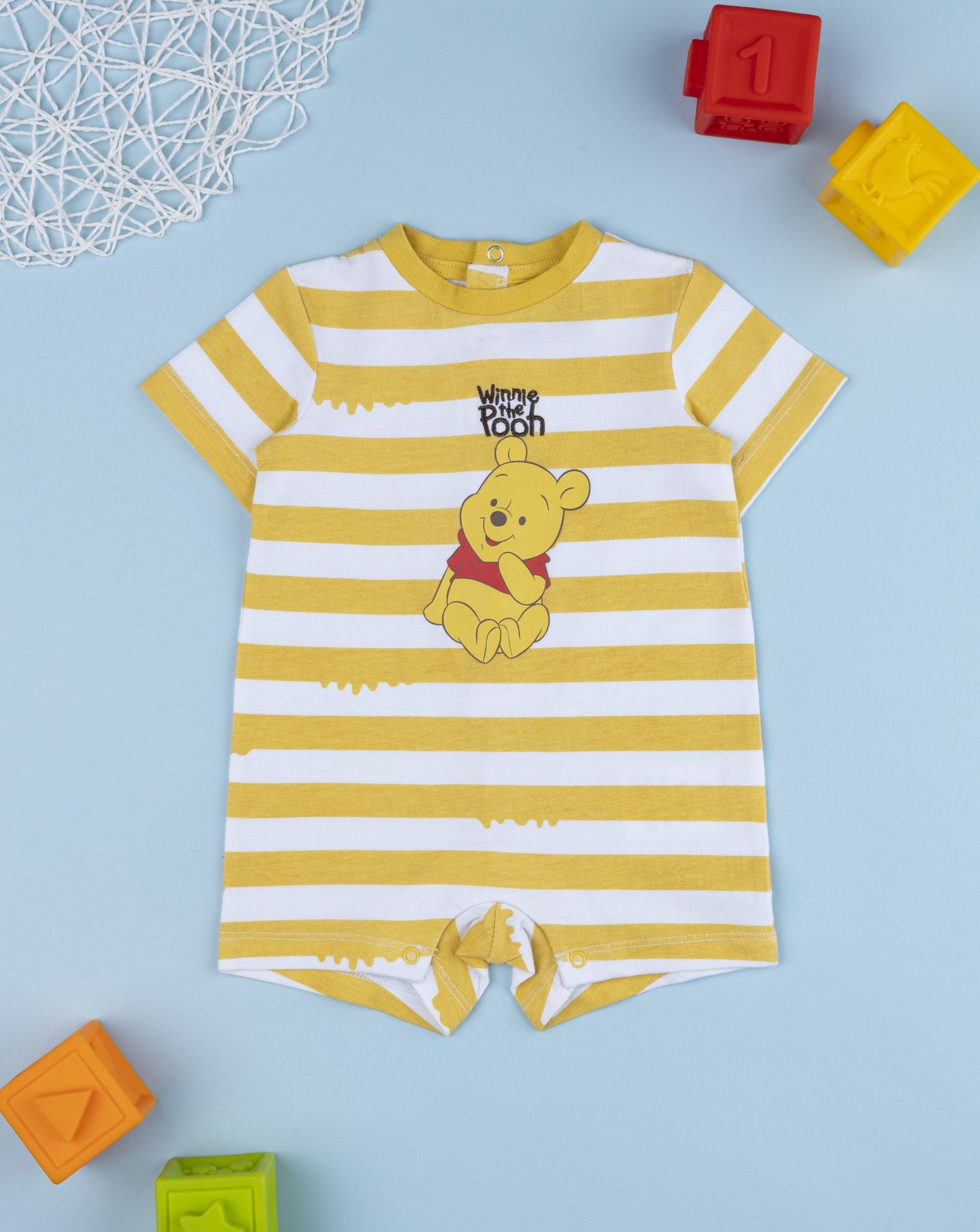 βρεφικό φορμάκι ριγέ κίτρινο/λευκό winnie για αγόρι