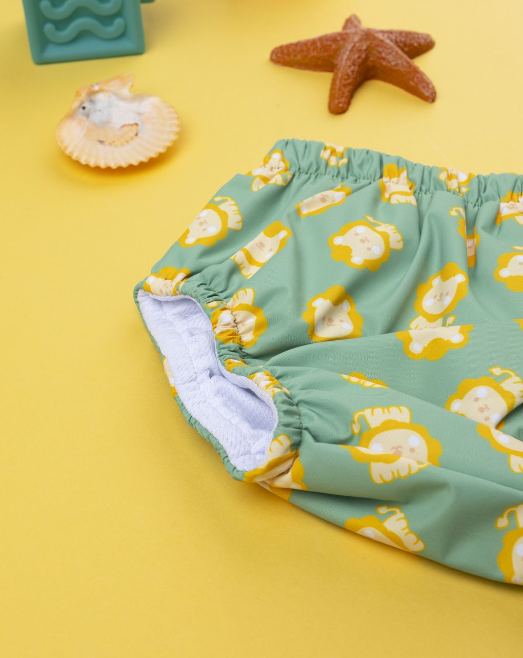 βρεφικό μαγιό πάνα πράσινο με λιονταράκια για αγόρι - Prénatal