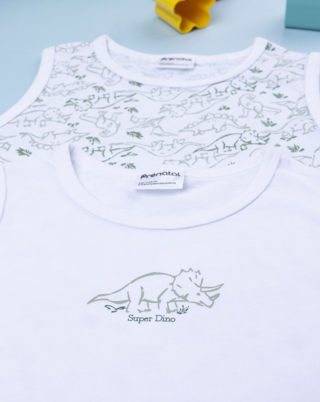 παιδικά φανελάκια πακέτο x2 λευκά με δεινόσαυρους για αγόρι - Prénatal