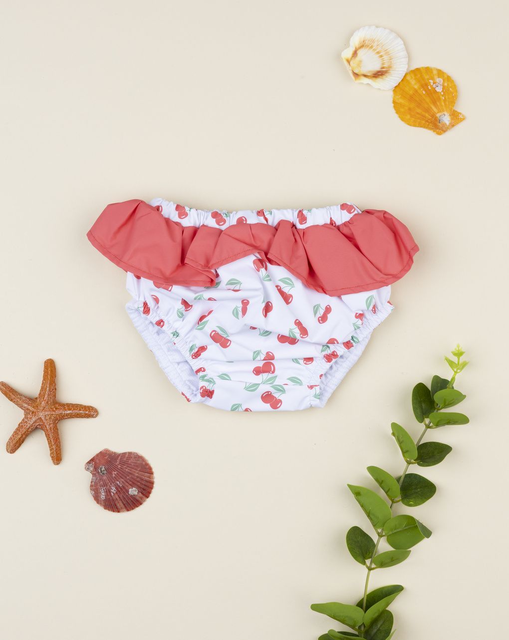 βρεφικό μαγιό πάνα λευκό με κερασάκια για κορίτσι - Prénatal