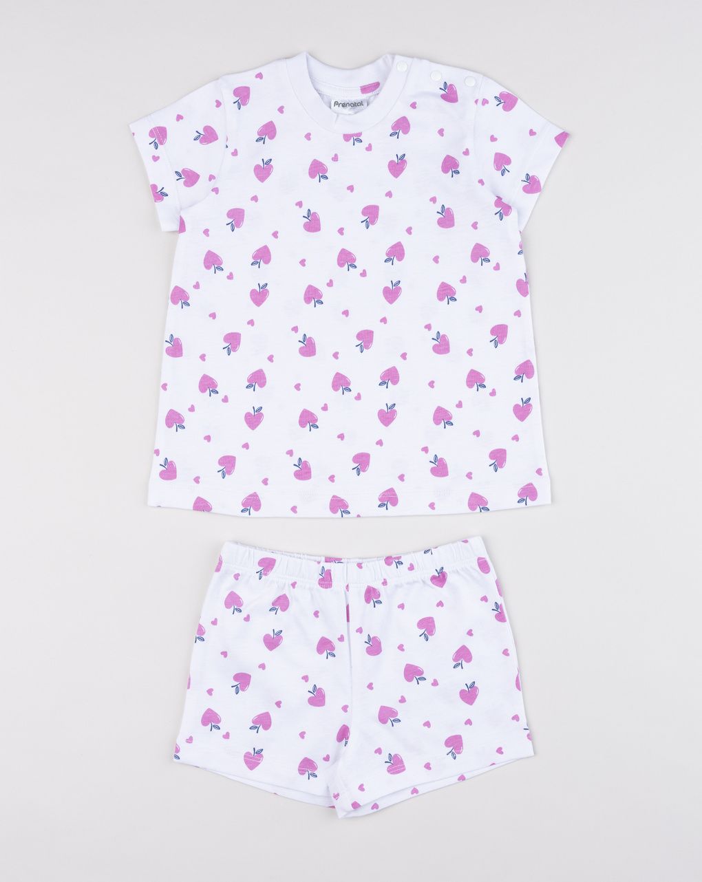 βρεφική πιτζάμα λευκή με καρδούλες για κορίτσι