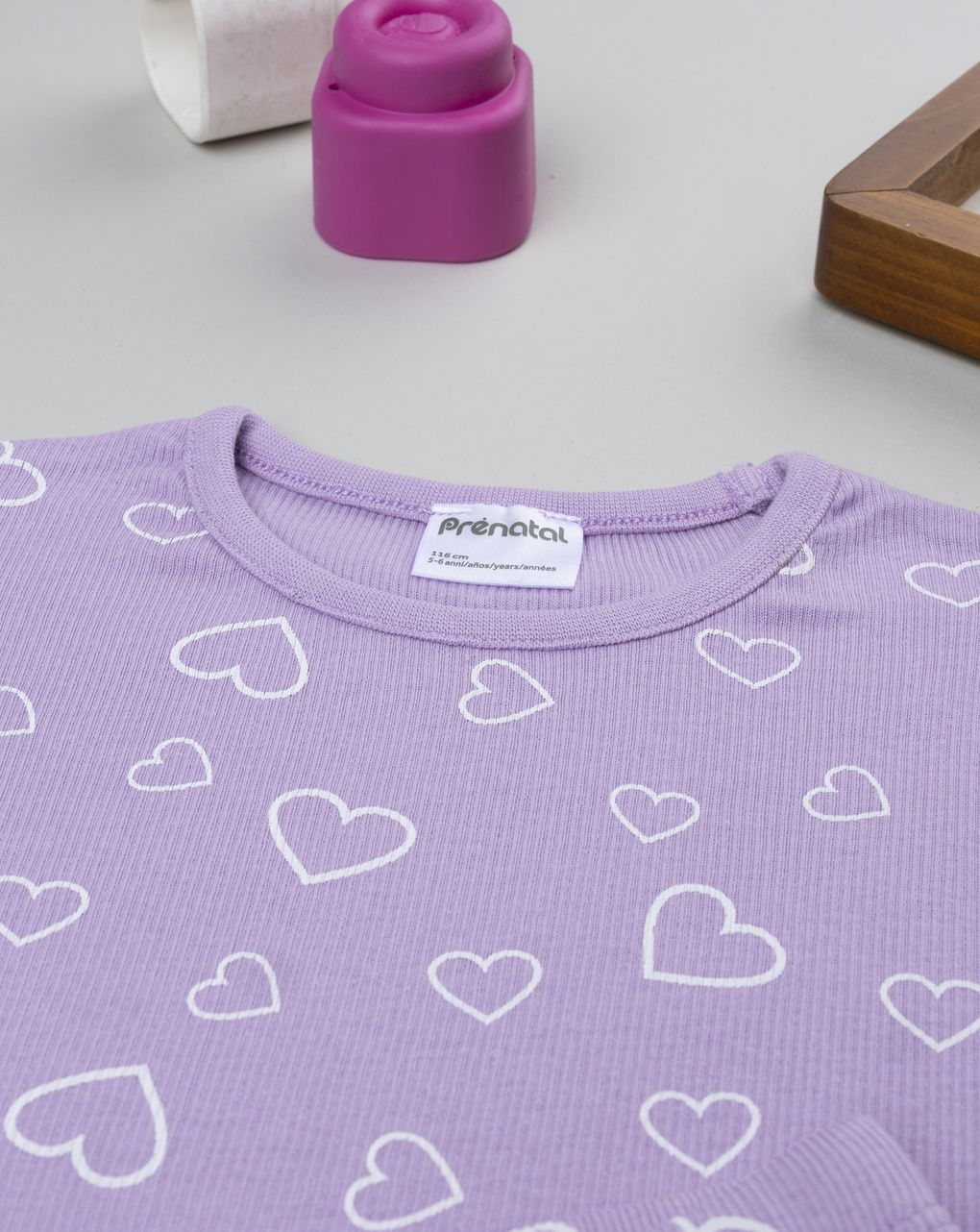 παιδική πιτζάμα λιλά με καρδούλες για κορίτσι - Prénatal