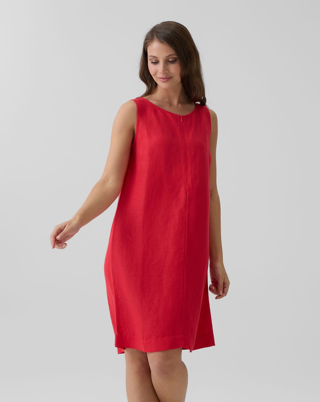 γυναικείο φόρεμα κόκκινο λινό εγκυμοσύνης/θηλασμού - Prénatal
