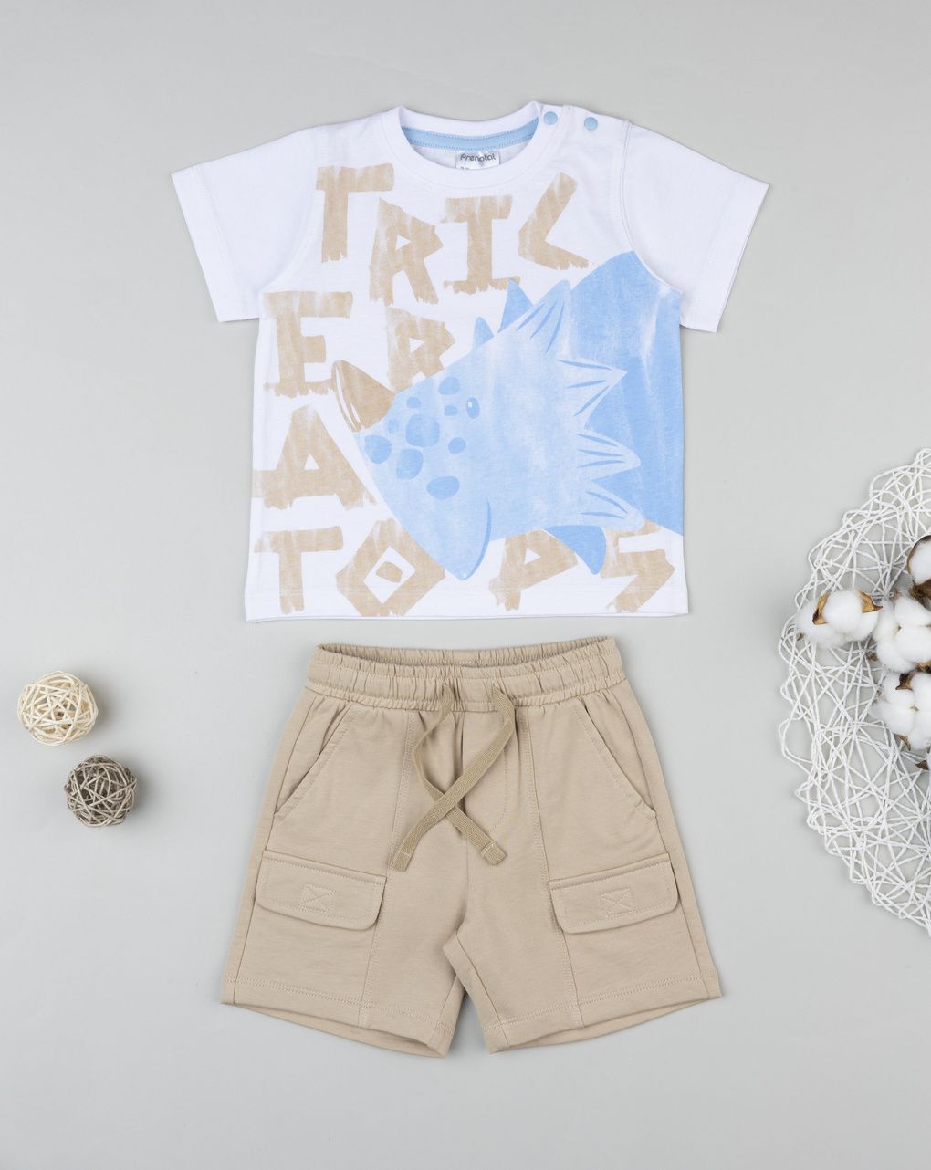 βρεφικό σετ t-shirt και σορτσάκι dino για αγόρι