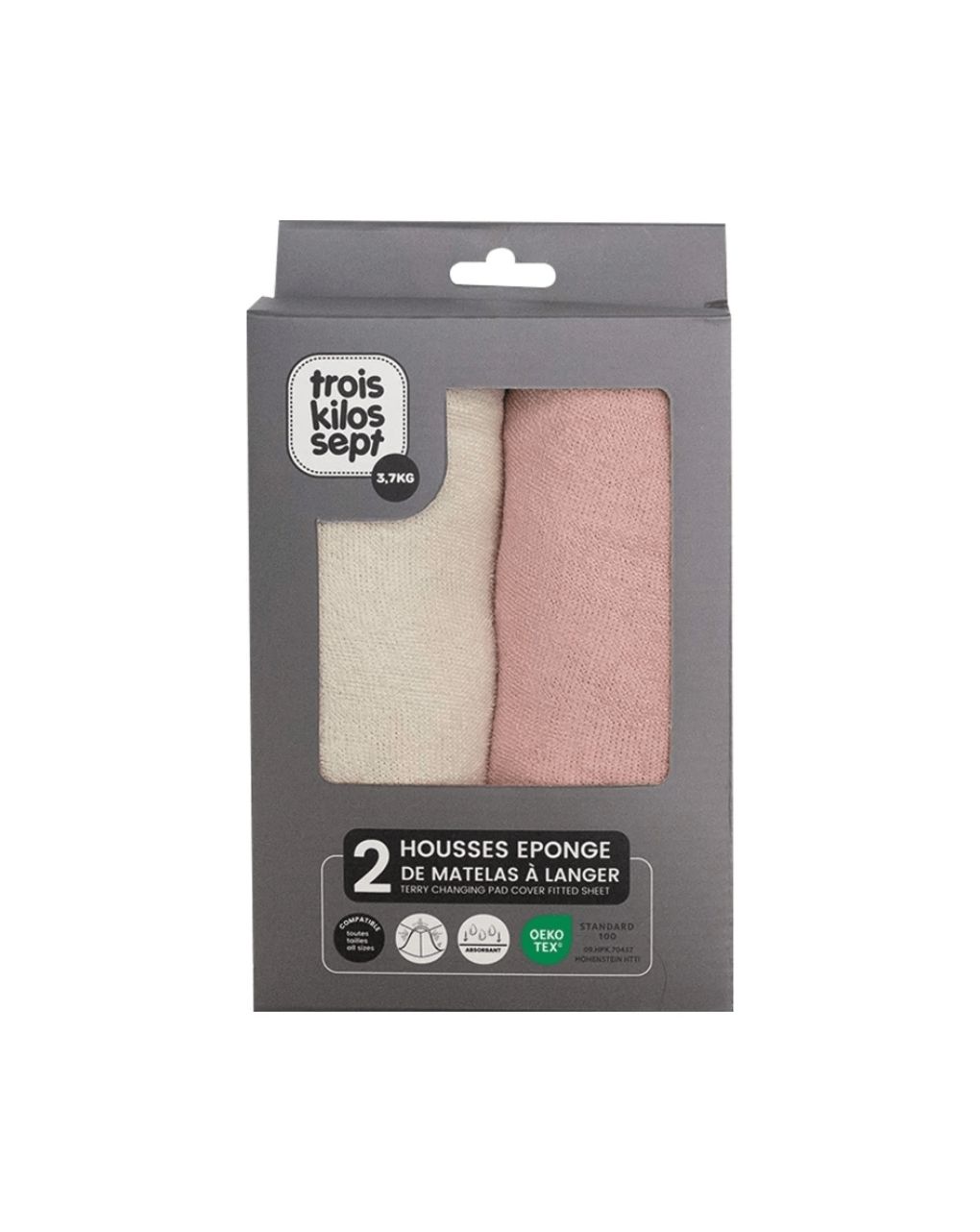 Trois kilos sept σετ 2 καλύμματα αλλαξιέρας 50x70cm εκρού/ροζ 55-8075110 - TROIS KILOS SEPT