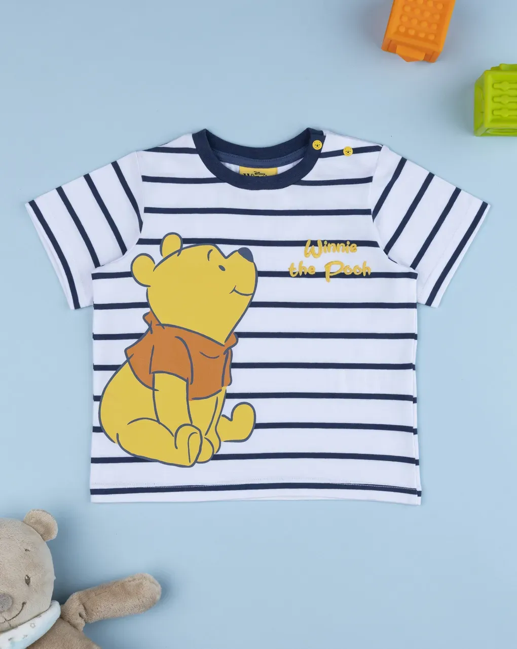 βρεφικό t-shirt λευκό ριγέ winnie για αγόρι