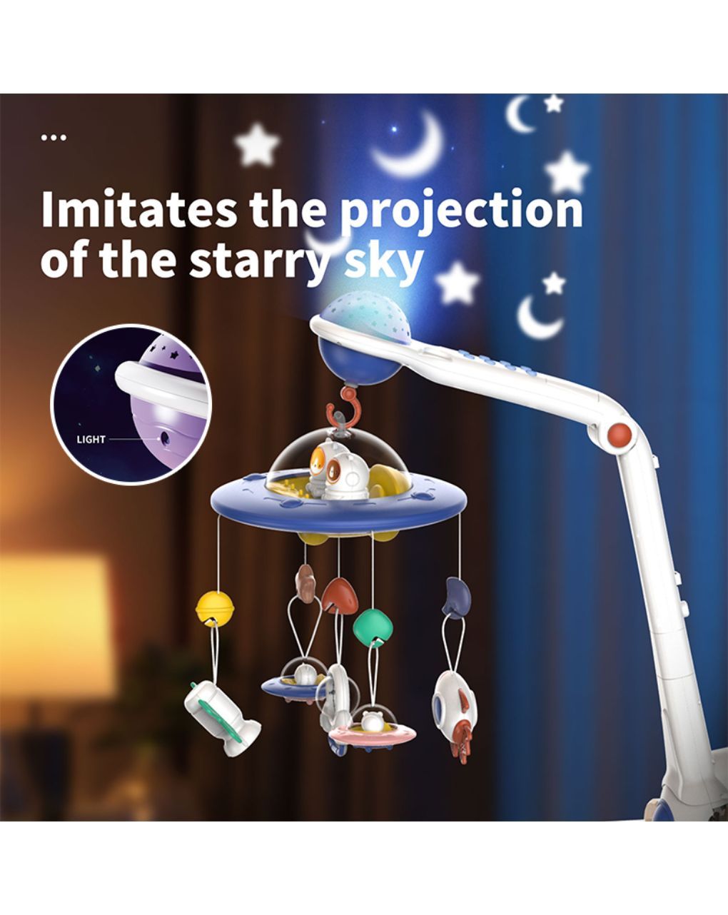 Bebe stars μουσικό κρεβατιού με προβολέα spaceship 860-120 - Bebe Stars