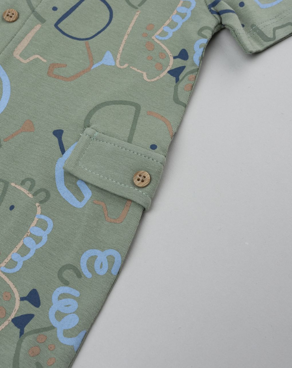 βρεφικό φορμάκι χακί με ελεφαντάκια για αγόρι - Prénatal