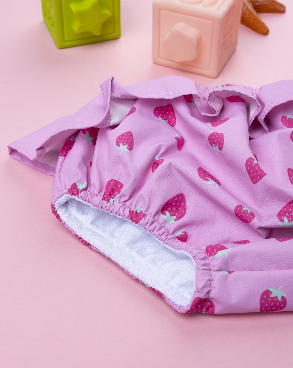 βρεφικό μαγιό πάνα ροζ με φράουλες για κορίτσι - Prénatal