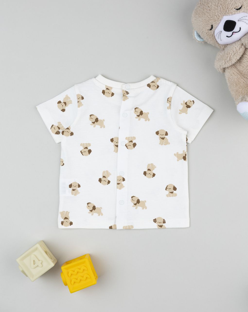 βρεφικό t-shirt λευκό με σκυλάκια για αγόρι - Prénatal