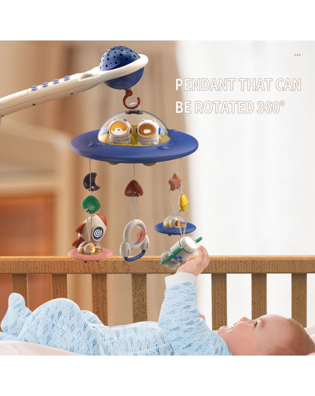 Bebe stars μουσικό κρεβατιού με προβολέα spaceship 860-120 - Bebe Stars