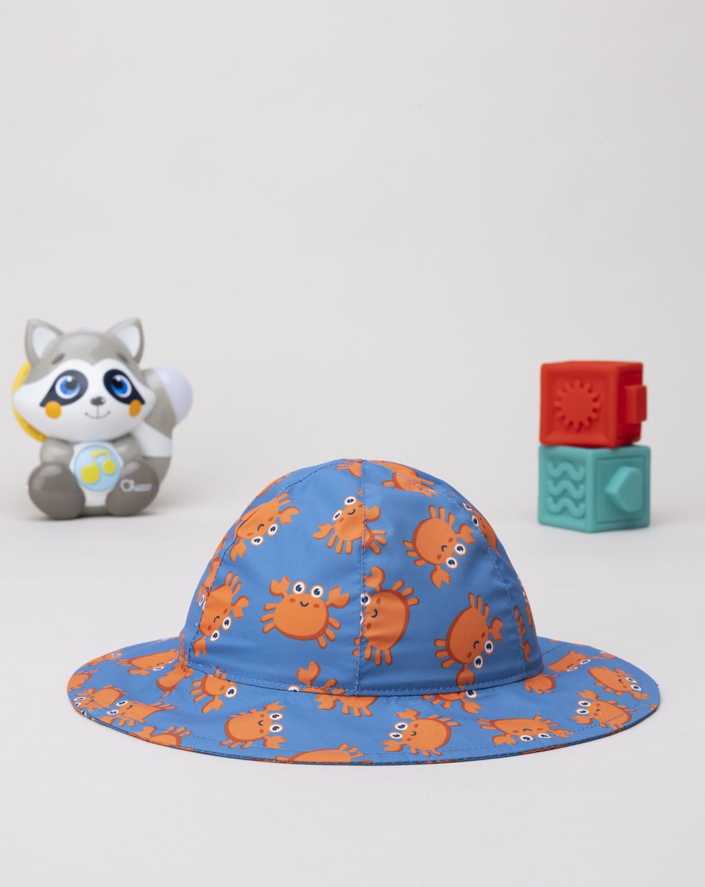 βρεφικό καπέλο θαλάσσης μπλε με καβουράκια για αγόρι