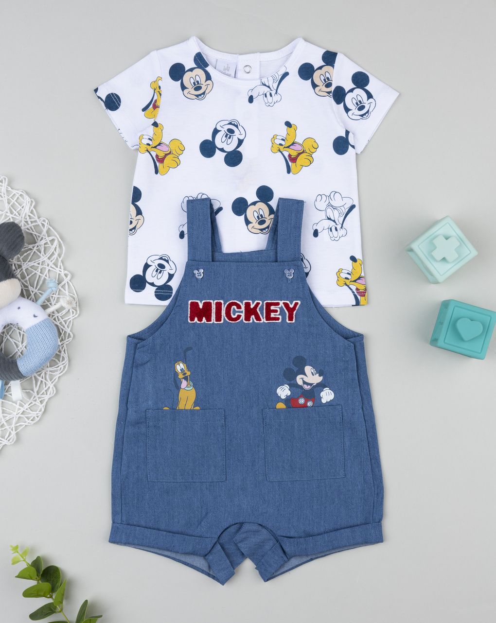 βρεφικό σετ t-shirt και σαλοπέτα mickey & pluto για αγόρι - Prénatal