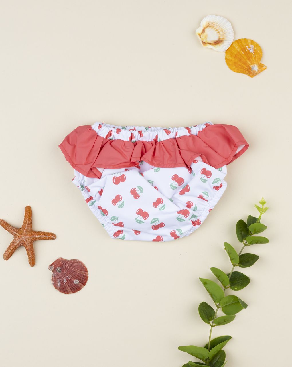 βρεφικό μαγιό πάνα λευκό με κερασάκια για κορίτσι - Prénatal