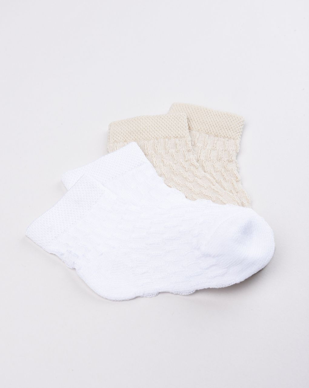 βρεφικά καλτσάκια μπεζ/λευκά πακέτο x2 για αγόρι - Prénatal