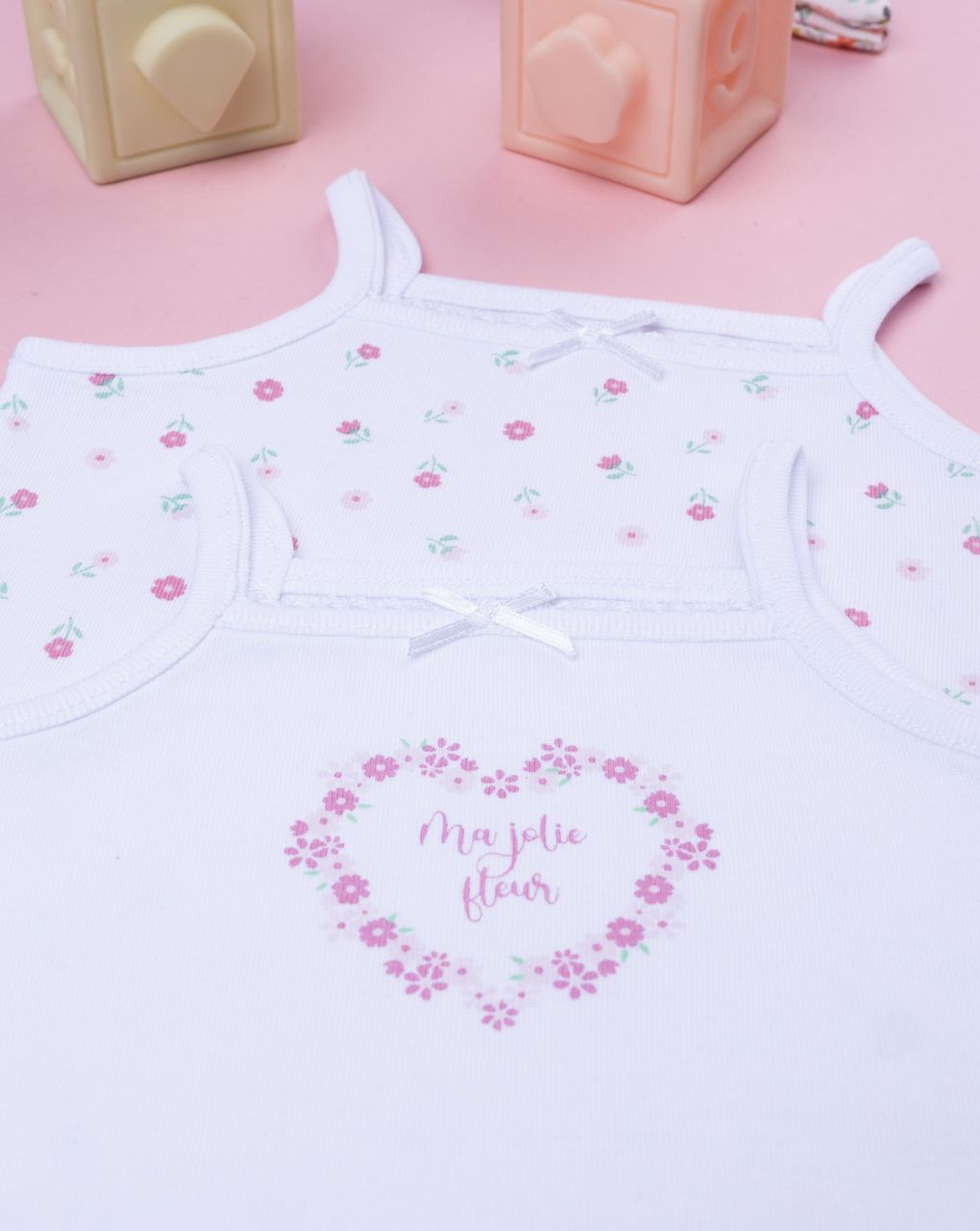 βρεφικά κορμάκια πακέτο x2 λευκά με λουλούδια για κορίτσι - Prénatal