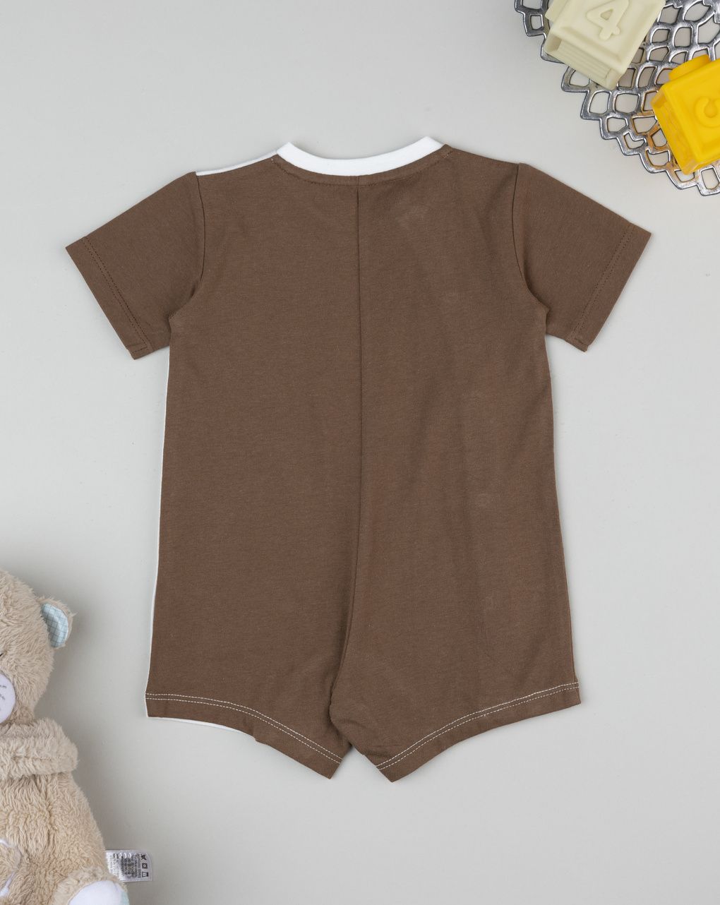 βρεφικό φορμάκι λευκό/καφέ happy friends για αγόρι - Prénatal