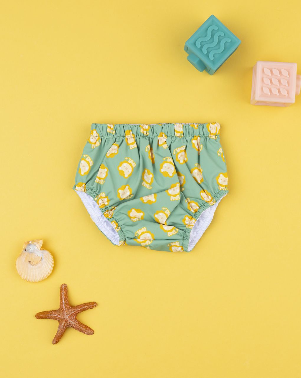 βρεφικό μαγιό πάνα πράσινο με λιονταράκια για αγόρι - Prénatal