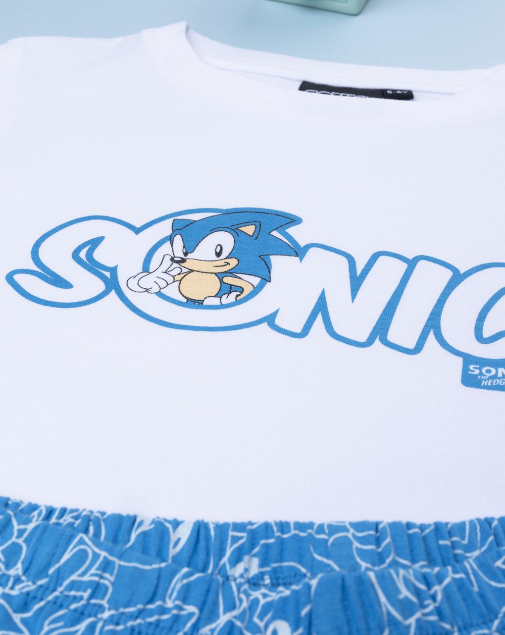 παιδική πιτζάμα λευκή/μπλε sonic για αγόρι - Prénatal