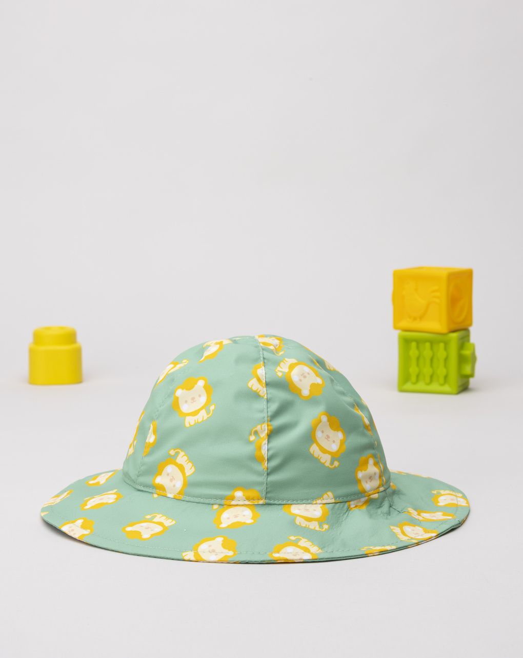 βρεφικό καπέλο θαλάσσης πράσινο με λιονταράκια για αγόρι