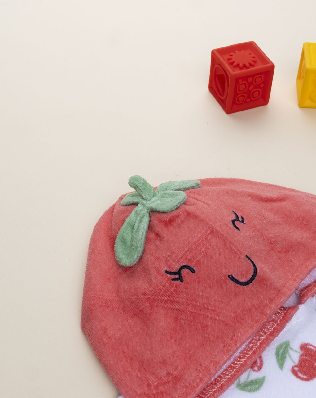 βρεφικό πόντσο θαλάσσης λευκό με κερασάκια για κορίτσι - Prénatal