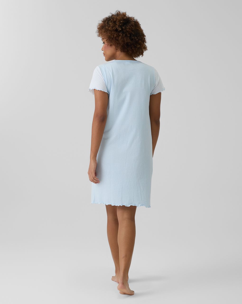 γυναικείο νυχτικό εγκυμοσύνης/θηλασμού γαλάζιο/λευκό πουά - Prénatal