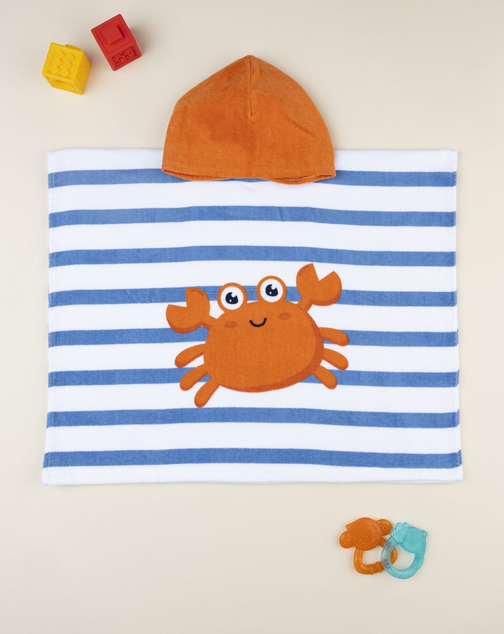 βρεφικό πόντσο θαλάσσης ριγέ με καβουράκι για αγόρι