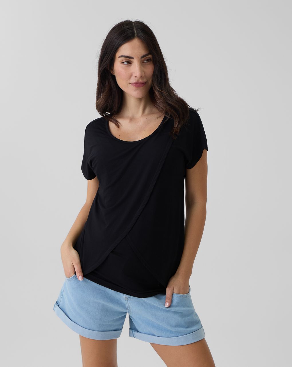 γυναικείο t-shirt εγκυμοσύνης/θηλασμού μαύρο - Prénatal