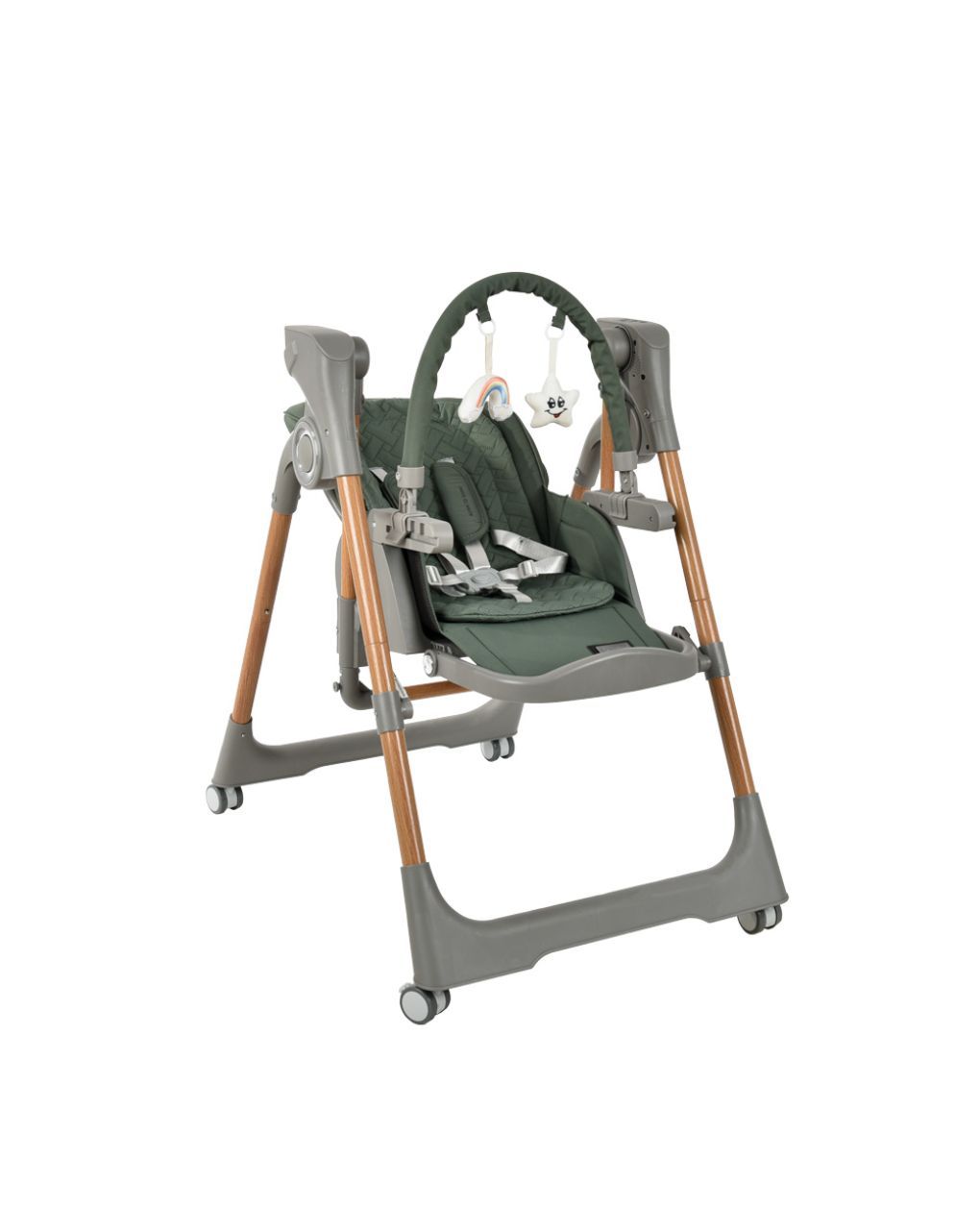 Bebe stars καρεκλάκι φαγητού-κούνια serenna ηλεκτρικό 2 σε 1 forest green 871-176 - Bebe Stars