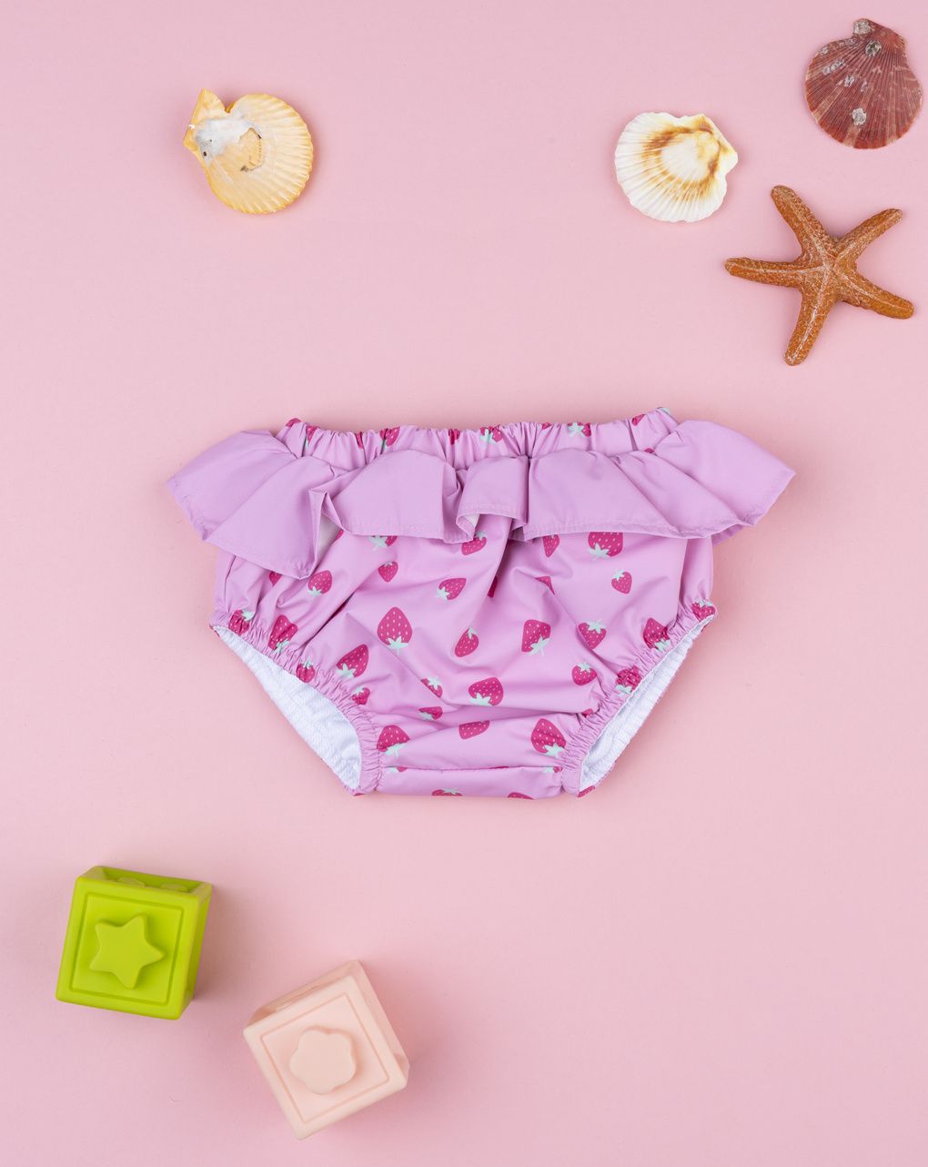 βρεφικό μαγιό πάνα ροζ με φράουλες για κορίτσι - Prénatal