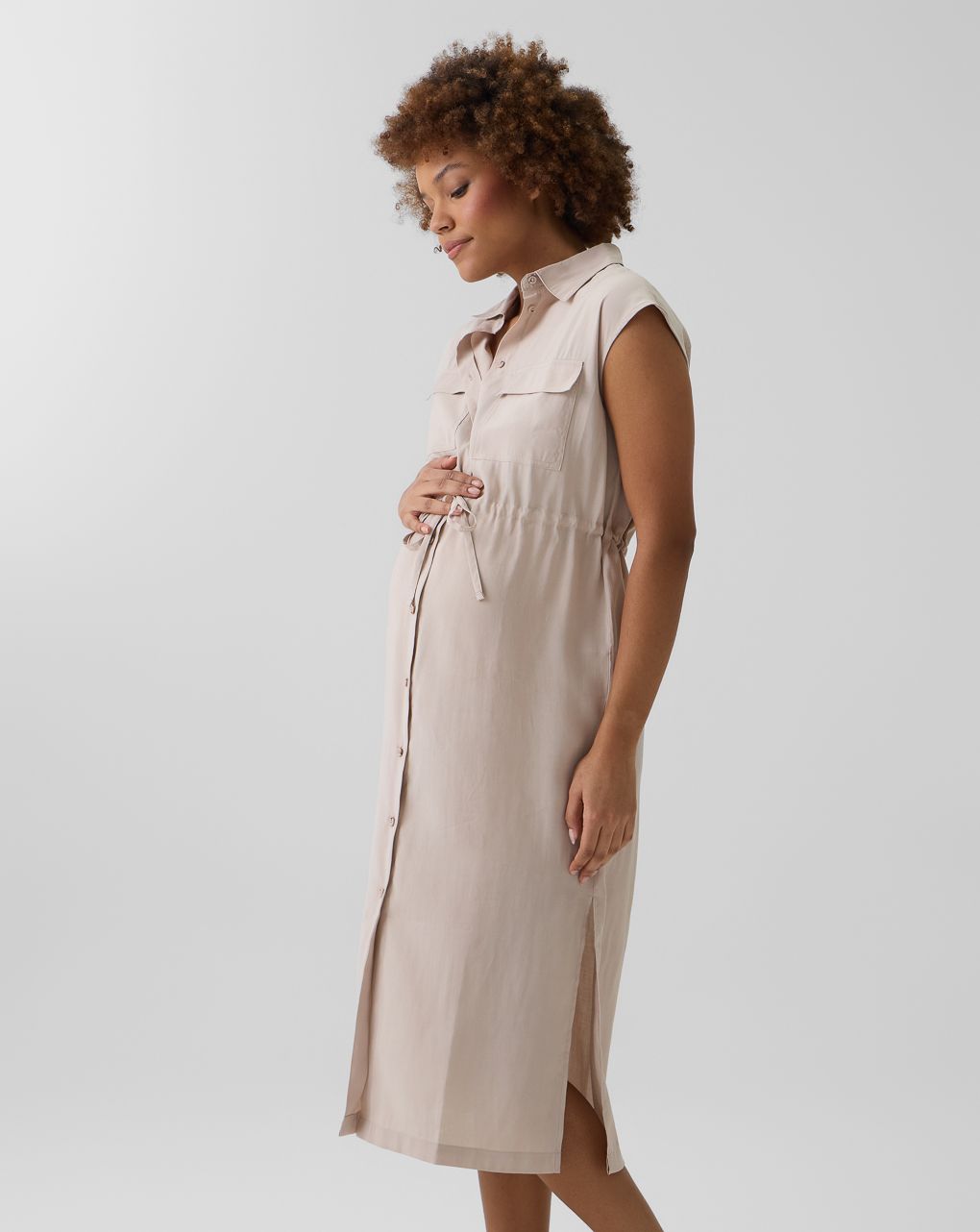 γυναικεία φόρεμα chemisier εγκυμοσύνης/θηλασμού μπεζ - Prénatal