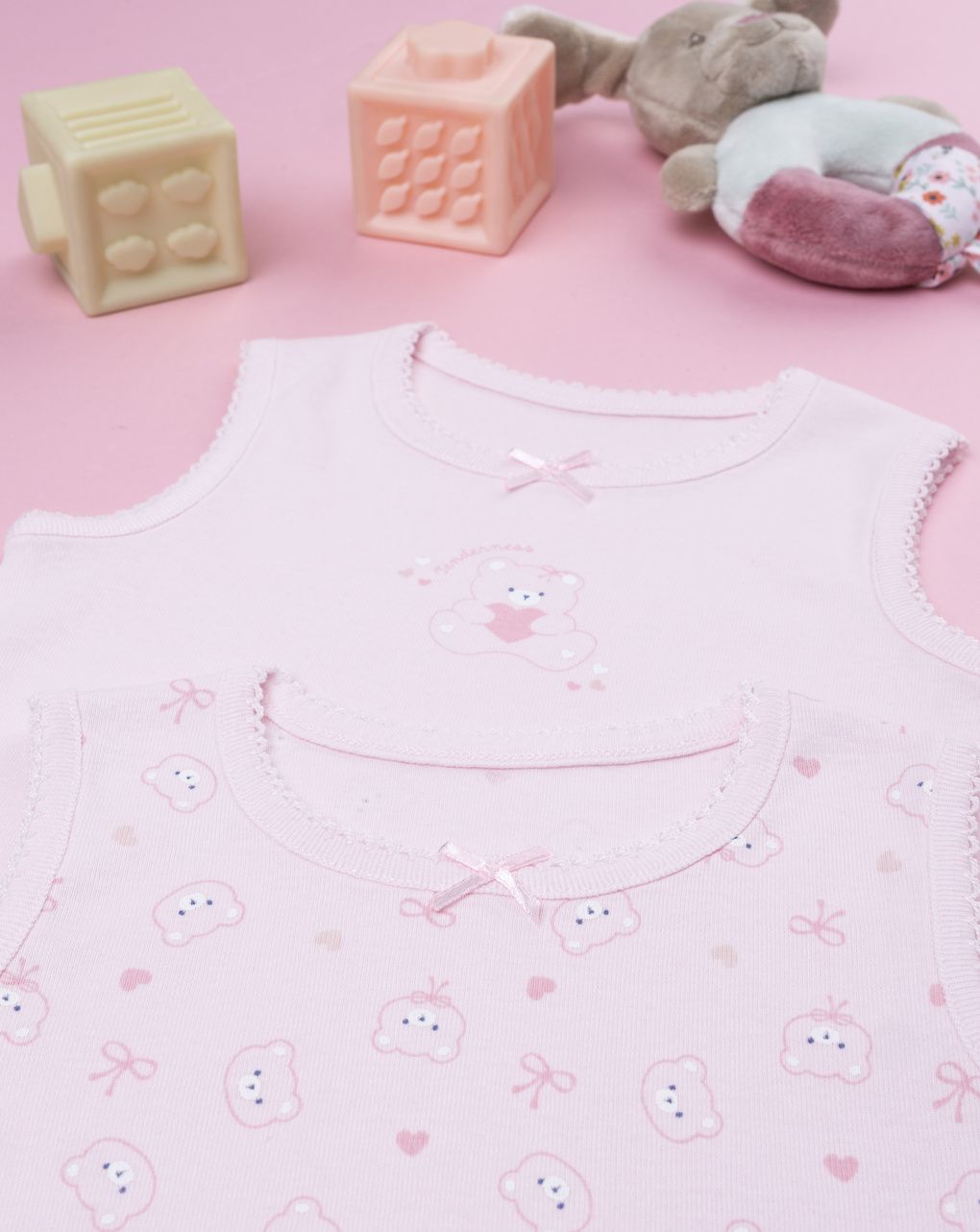 βρεφικά κορμάκια πακέτο x2 ροζ με αρκουδάκια για κορίτσι - Prénatal