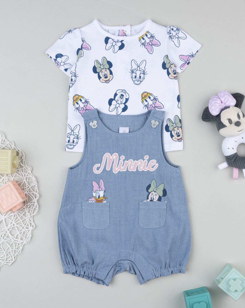 βρεφικό σετ t-shirt και σαλοπέτα minnie & daisy για κορίτσι